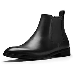 CGRRBW Black Leather Chelsea Boots Men Dress Boots