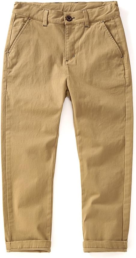 KID1234 Boys Trousers Chino Cotton Trousers Lightweight Elasticated Waist Pants Smart Formal Trousers for Boys 4-14 Years