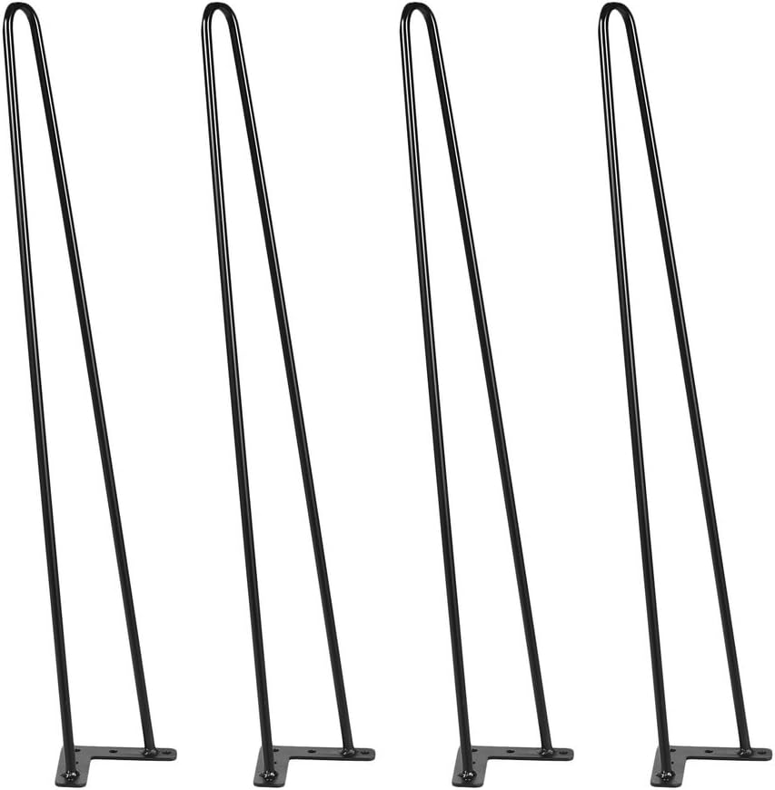 Hairpin Table Legs (Set of 4), Heavy Duty Satin Black Steel Rods for Industrial Design Look (28 inch)