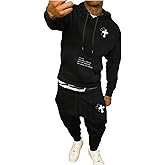 VIPWOLF Men's 2 Piece Athletic Jogging Suits Long Sleeve Graphic Hoodies and Drawstring Drippy Jogger Sweatpants Set