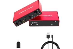 OSETUB 2i2 USB Audio Interface, 24Bit/192kHz Studio Recording, 48V Phantom Power, Zero-Latency Monitoring – Compatible with Mac/PC, DAWs, Ideal for Music Production, Podcasting & Voice Over