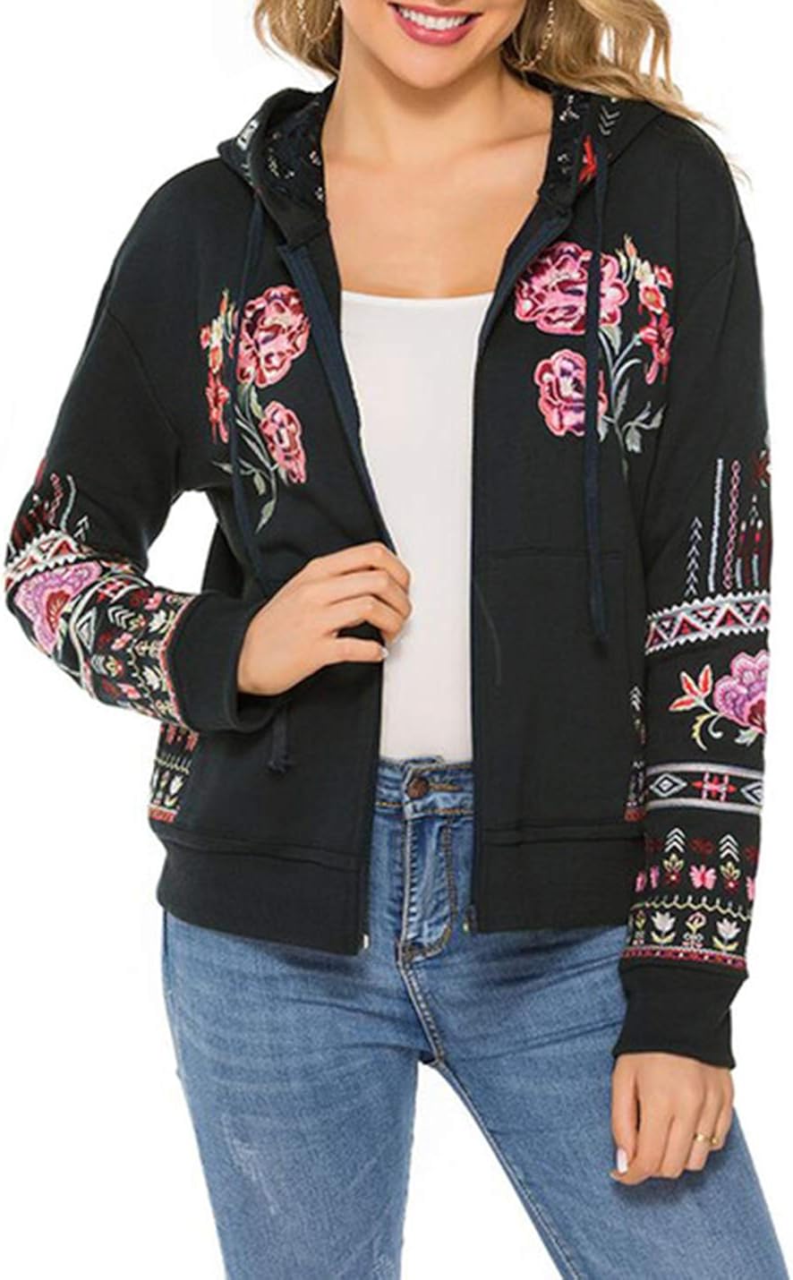 floral hoodie zip up