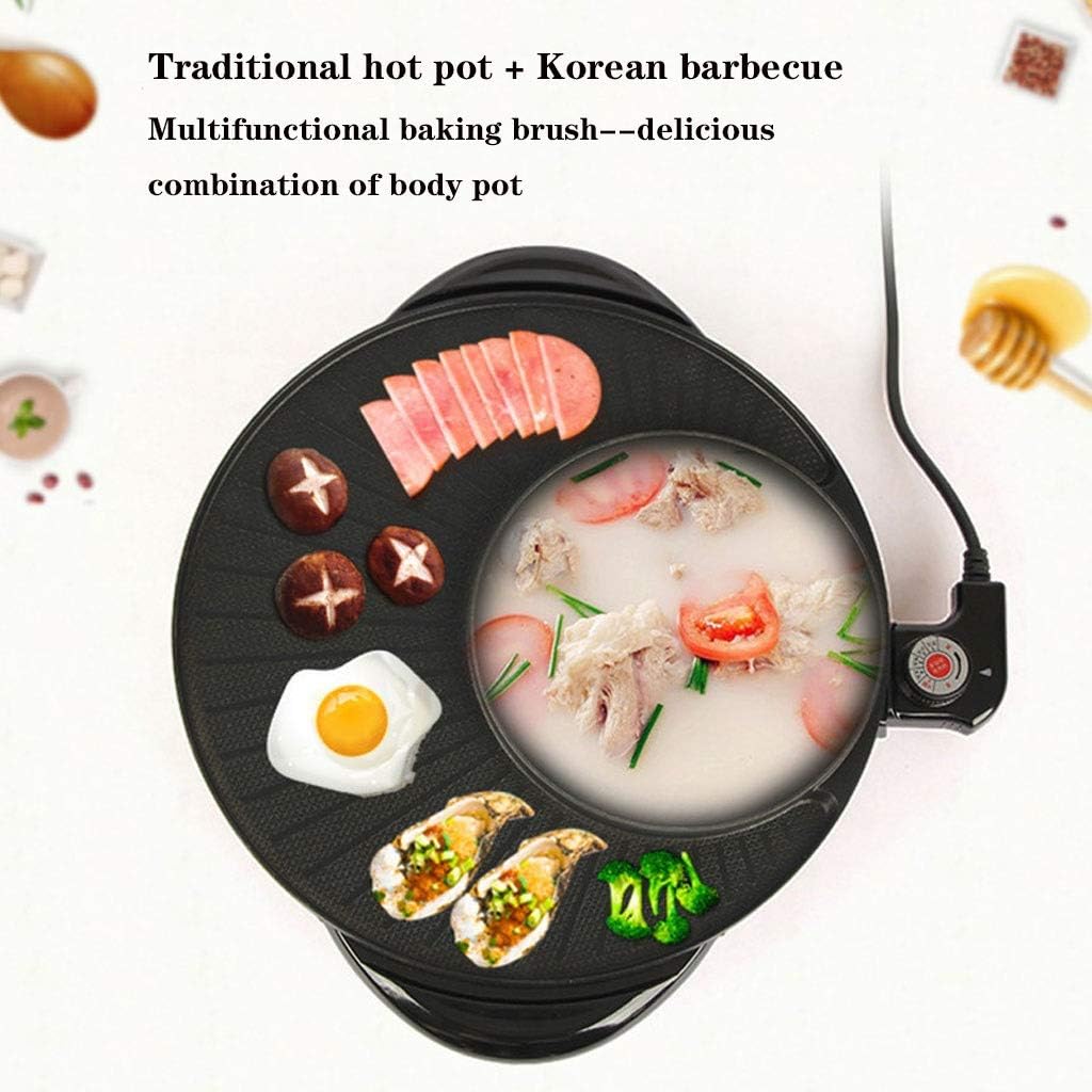 Review Electric baking pan Korean Barbecue Hot Pot Double Pot,Home