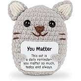 DEYBA Emotional Support Crochet Cat – Positive Crochet Animals, Inspirational Gift for Women, Men, Couples, Friends, Family, Birthday, Christmas, Romantic Valentine's Day Gift