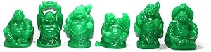 JapanBargain 3579, Set of 6 Jade Color Feng Shui Laughing Buddha Statue Figures Luck & Wealth