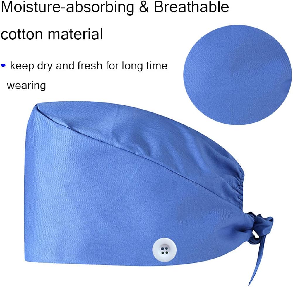 CHUANGLI 3Pcs Gourd-Shaped Working Caps with Upgrade Sweatband Adjustable Bouffant Hats Headwear - Women/Men (A02# Black Navy Blue): Clothing