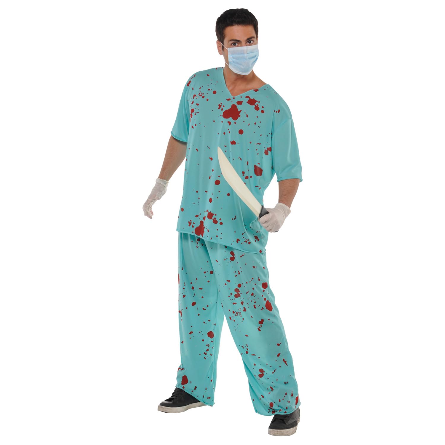 Amscan 841778-55 - Unisex Adults Halloween Bloody Surgeon Scrubs Fancy Dress Costume - Standard, M