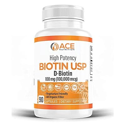 High Potency Biotin USP D-Biotin 100,000mcg - Superior Biotin, Organic Rice Flour, Vegetarian Capsules For Hair, Skin, Myelin Health, Made in the USA 100mg/90 Capsules