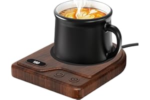 YANXUS Mug Warmer, Coffee Mug Warmer with 3 Adjustable Temperature Settings, Coffee Warmer 2-12 Auto Shutoff, Digital Display Coffee Cup Warmer for Desk, Wood Grain Texture Mug Warmer for Desk Gift Choice