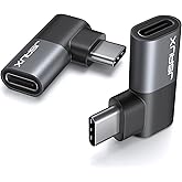 90 Degree Right Angle USB-C Male to USB-C Female Adapter, JSAUX 2-Pack Type-C Left & Right USB-C 3.1/10Gbps PD 60W Fast Charg