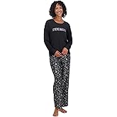 Steve Madden Women's Pajama Set - 2 Piece Cozy Long Sleeve Sleep Shirt and Lounge Pants - Sleepwear for Women (S-XL)