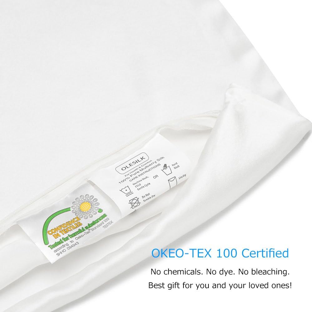 OLESILK 100% Silk Pillowcase for Hair and Skin Both Sides 16 Momme Real Natural Mulberry Silk - Image 4