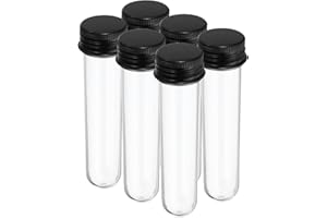 PATIKIL 30ml Plastic Test Tubes with Screw Caps, 6Pcs 109x27mm Tubes for Scientific Party Decoration Candy Bead Storage Bath Salt Lab Use, Black