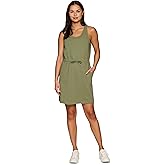 RBX Active Jersey Tank Dress Tunic for Women, Drawstring Waist Lightweight Heathered Cotton Blend Sun Dress with Pockets