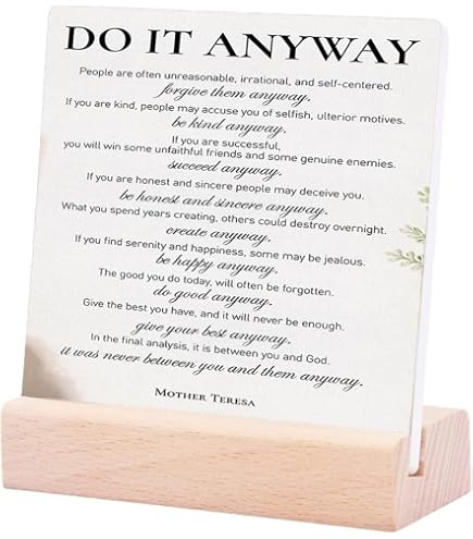 Nitelat – Tela Motivazionale 'Do It Anyway' Di Madre Teresa – Quadro Su Tela 28,4x37,8 Cm – Decorazione Da Parete Per Casa/Ufficio