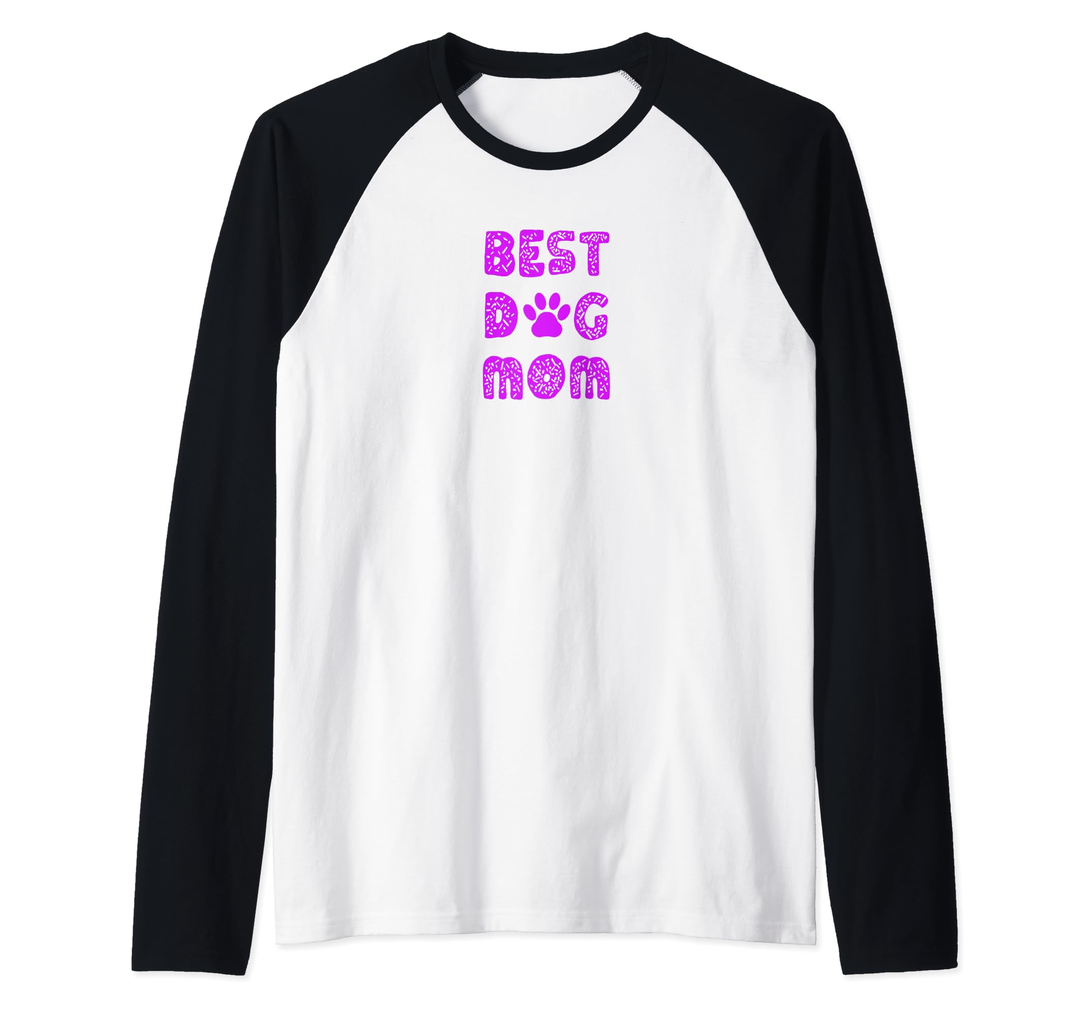 Best Dog Mom with Dog Paw Print Raglan Baseball Tee