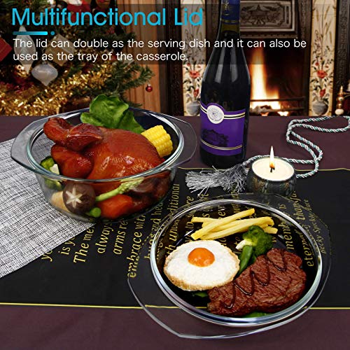 NUTRIUPS Round Glass Casserole Dish Round Glass Dish with Lid Large