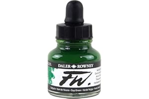 DALER ROWNEY Daler-Rowney FW Acrylic Ink Bottle Sap Green - Versatile Acrylic Drawing Ink for Artists and Students - Permanent Calligraphy Ink - Archival Ink for Illustrating and More
