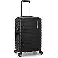 Traveler's Choice Archer Polycarbonate Hardside Spinner Luggage Set, Tie Down Straps, Black, Carry-On 21-Inch