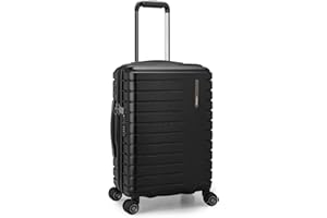 Traveler's Choice Archer Polycarbonate Hardside Spinner Luggage Set, Tie Down Straps, Black, Carry-On 21-Inch