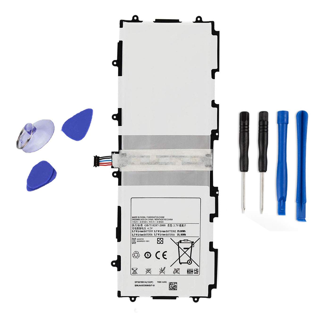 ASKC 3.7V 25.90Wh 7000mAh SP3676B1A(1S2P) Tablet Battery for Samsung Galaxy Tab 10.1 GT-P7500 P7510 Tab 2 10.1 GT-P5100 P5110 P5113 SCH-I915 SGH-I497 Note 10.1 GT-N8000 N8010 N8013 with Tools