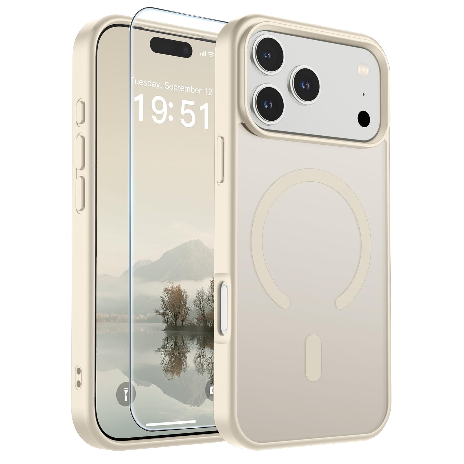 Photo 1 of SUPFINE Magnetic for iPhone 17 Pro Max Case (Compatible with MagSafe)(Military Grade Drop Protection) Translucent Matte Shockproof with Anti-Fingerprint Phone Cover,Antique White