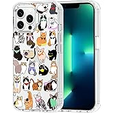 MOSNOVO Case for iPhone 13 Pro Max, [Buffertech 6.6ft Military-Grade Drop Protection] [Anti Peel Off Tech] Clear TPU Bumper Phone Case Cover Design - Cute Cats
