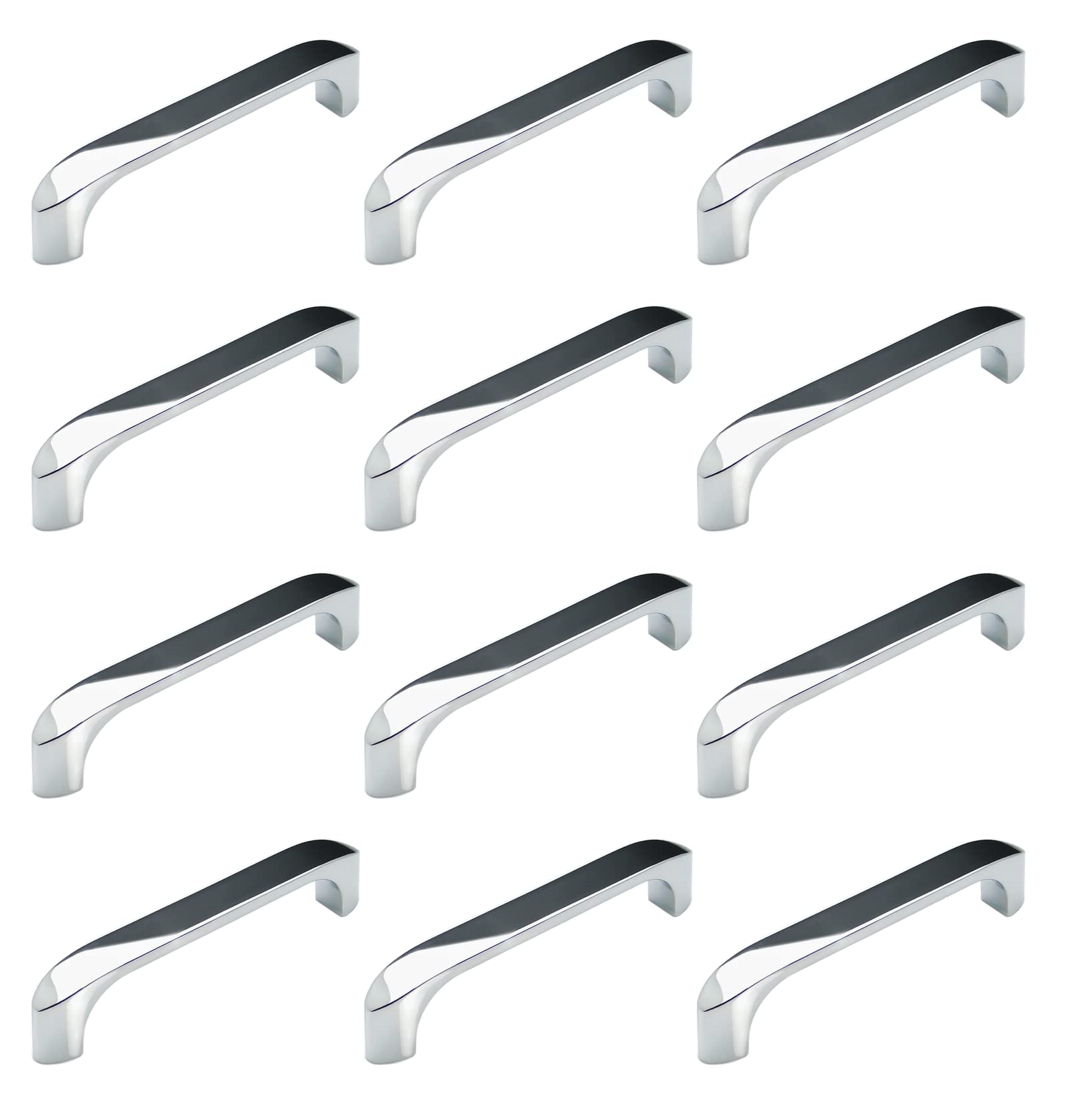 VIBORG 12 Pieces Zinc Alloy Modern Kitchen Cabinet Cupboard Door Handle Pull Wardrobe Dresser Drawer Handles Pulls Chrome SA-1812 (12, Hole-to-Hole: 96mm)