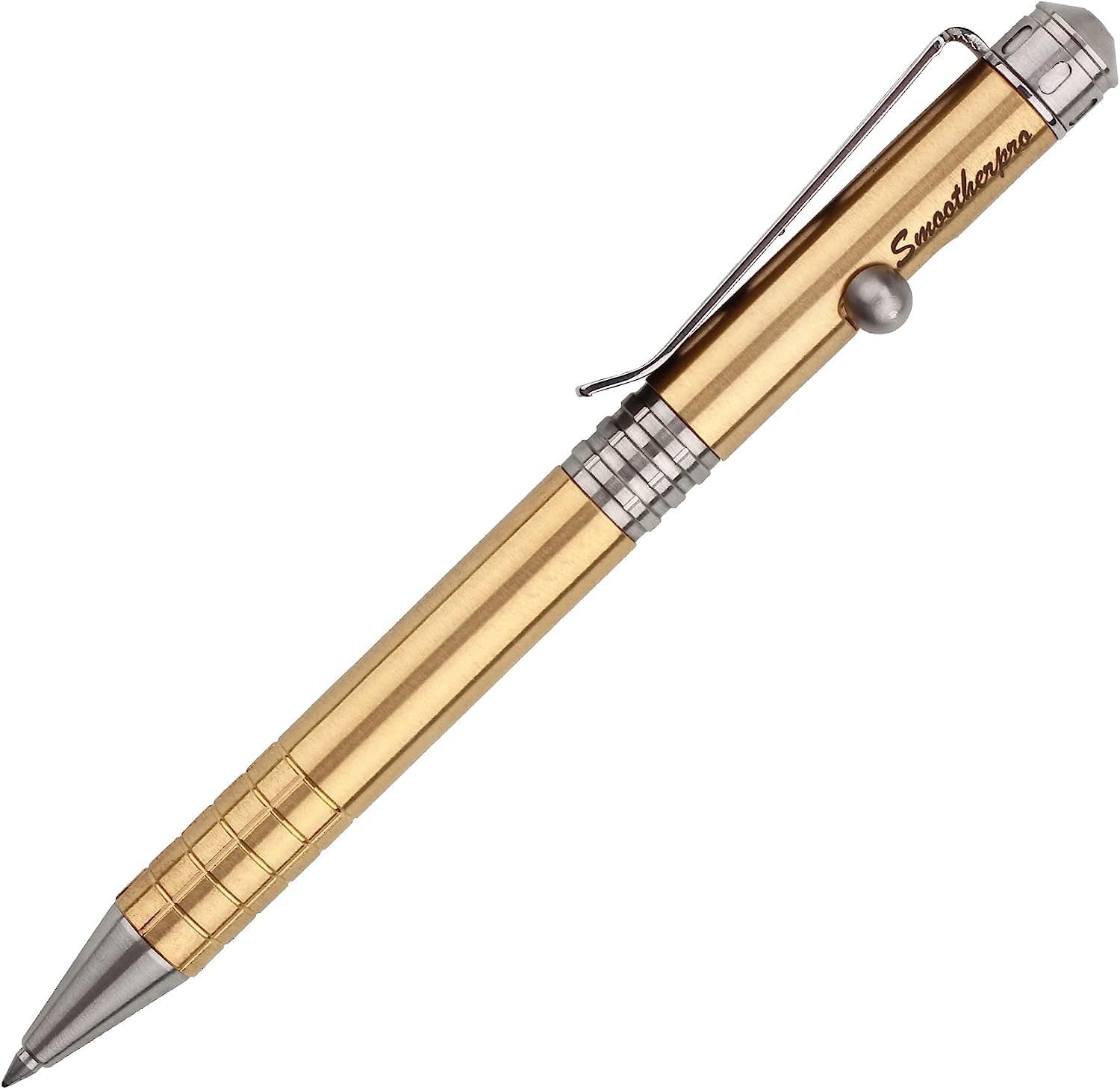 SMOOTHERPRO Solid Brass Bolt Action Pen Ballpoint Pen Compatible with Parker Refill for EDC Signature Office School Business Color Natural (SPR138)