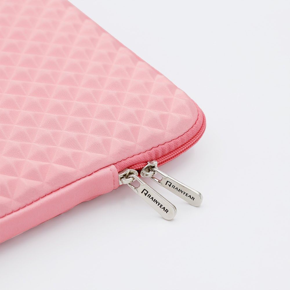RAINYEAR 15.6 Inch Laptop Sleeve Diamond Foam Shock Resistant Padded Case Fluffy Lining Protective Zipper Cover Carrying Bag Compatible with 15.6" Notebook Computer Tablet Chromebook(Pink) - Image 5