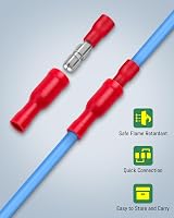 Bolatus 100Pcs Red Bullet Connectors Terminal Insulated Male Female Quick Splice view 3