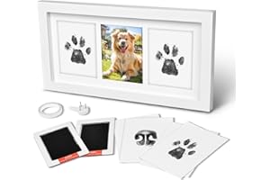 Xylitic Dog Paw Print Kit, Pet Paw Print Impression Kit and Clean Touch Pads for Pets,Cat Dog Paw Print Kit Keepsake, Wood Dog Memorial Picture Frame, Dog Lover Gifts