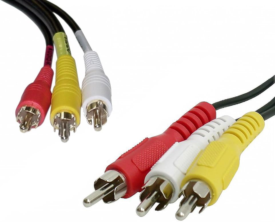 TechSide Câble RCA 1,2 M De mâle à mâle Câbles Blanc Jaune Rouge pour Grabber Converter