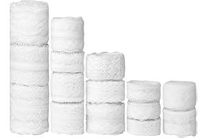 FEPITO 55.5 Yards White Lace Trim Ribbon 15 Rolls Lace Ribbons Assorted Patterns White Vintage Lace Ribbons for Sewing DIY Making and Bridal Wedding Decorations