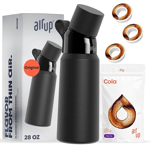 air up® water bottle (28oz) Black Steel + 3 Cola pods | Sugar free flavor pods & Water bottles with straw | Flavored water bottle in Saudi Arabia