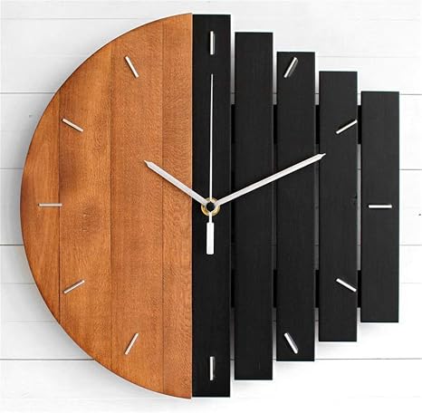 Wall Clocks Abstract Industrial Style Silent Wooden Clock For Home Office Living Room Bedroom Decoration 30 Cm Amazon Co Uk Sports Outdoors