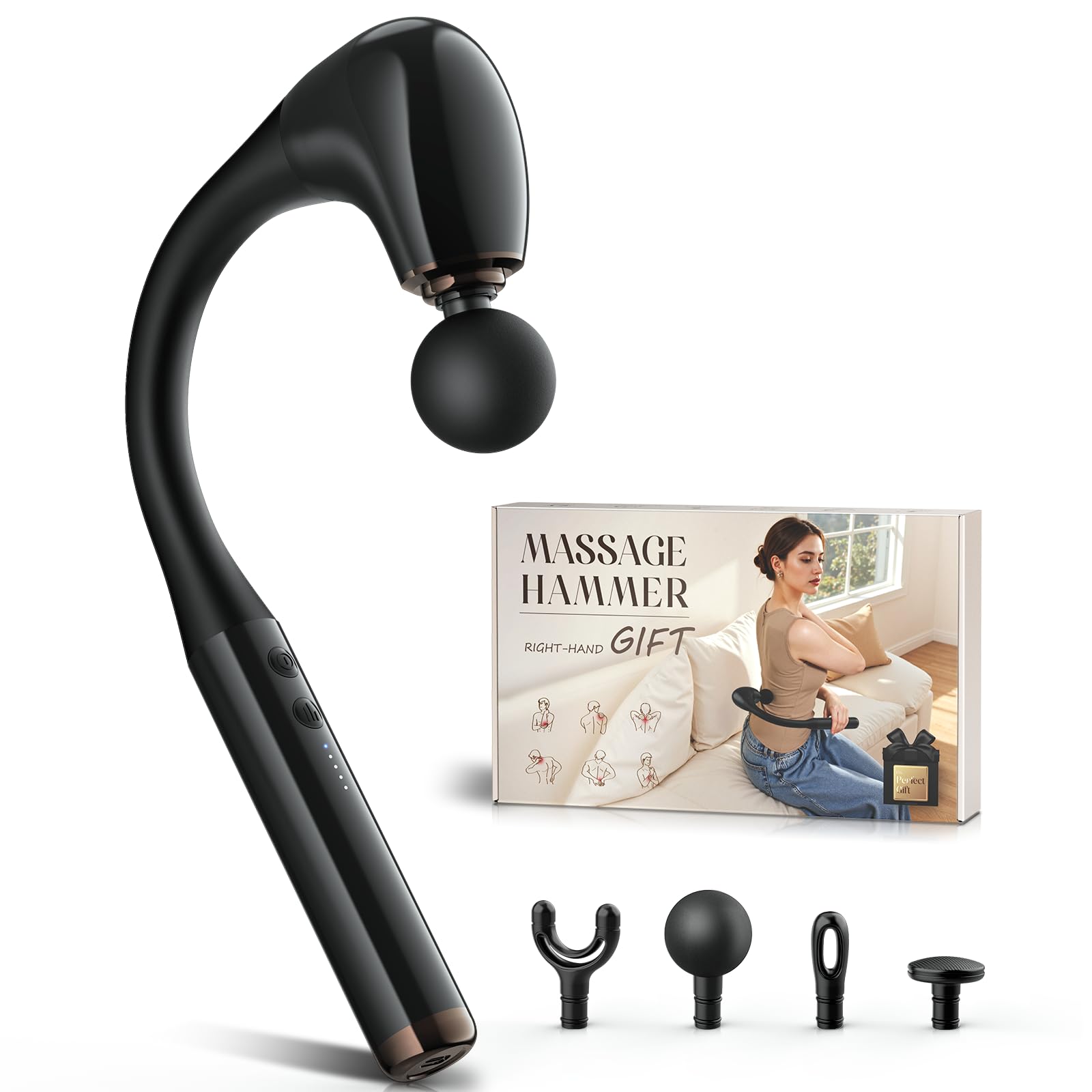 FVZ Massage Gun with Upgraded Extension Handle, Portable 10MM Massage Gun Deep Tissue, Back Massager, Muscles/Neck/Shoulders/Waist/Legs Massager, Gifts for Men