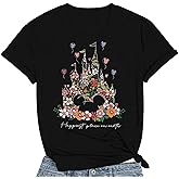 Magical Shirt for Women Castle Graphic Tee Magic Kingdom T Shirt Cute Holiday Vacation Shirt Short Sleeve Casual Tops