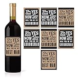 6 Will You Be My Groomsman + 1 BONUS Best Man Proposal Wine, Beer, Whiskey, Liquor Bottle Labels or Stickers Set, Wedding Engagement Supplies For Groomsmen Party Favors Best Way To Ask Your Grooms Men