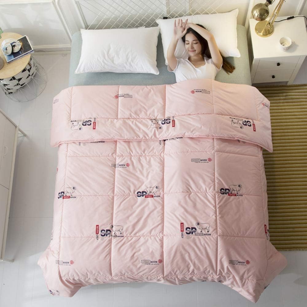 TANGADYL Australian Wool Filled Comforter, Quilt Core Bedding, Home Hotelwashable Four Seasons, Pink,220cm×240cm(5kg)