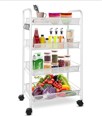 Carros de almacenamiento Carrito De Servicio De 4 Niveles Carrito