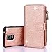 Galaxy Note 4 Case, Note 4 Case, CaseUp 12 Card Slot - [Zipper Cash Storage] Premium Flip PU Leather Wallet Case Cover With Detachable Magnetic Hard Case For Samsung Galaxy Note 4 - Glitter Rose Gold