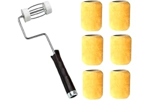 Value Set of ALAZCO 3" Mini Paint Roller Durable Wire Cage Frame & 6 Covers for Painting Trims, Edges, Corners, Small Areas (Multi-purpose 1/2'' Nap)