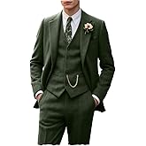 Retro Tweed Men's Suit 3 Piece Slim Fit Herringbone Suits Groom Tuxedos Set Wedding Prom Blazer Jacket Vest Pants for Men