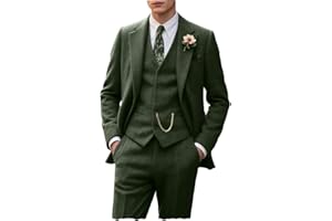 HIGH-END SUITS Retro Tweed Men's Suit 3 Piece Slim Fit Herringbone Suits Groom Tuxedos Set Wedding Prom Blazer Jacket Vest Pants for Men