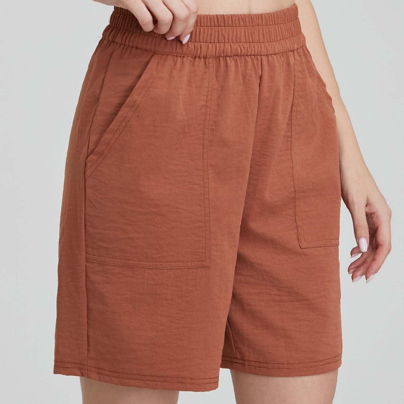 OTSANT Cotton Linen Shorts for Women Elastic Waist Drawstring Shorts Wide Leg Baggy Lounge Short Pants Summer Holiday Clothes Watermelon Red