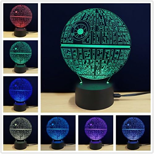 3D Optical LED Illusion Lamps Night Light RGB Death Star LED Sensitive Touch Sensor USB Table Lamp LED Colorful Table Light Bedside Night Light Decor Creative Gift