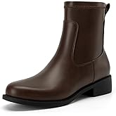 Athlefit Women's Ankle Boots Chunky Low Heel Fashion Round Toe Side Zipper Short Chelsea Boots
