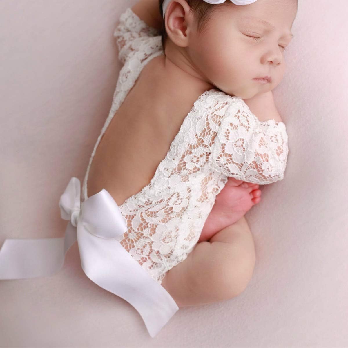 Camidy Accessoires De Photographie Nouveau Ne Tenues 2 Pcs Bebe Dentelle Barboteuse Bandeau Ensemble Pour Fille Photo Shooting Bodys Et Combinaisons Bilkvarteret Bebe