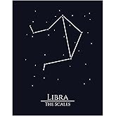 12 Zodiac Signs Wall Art Print, Astrology Decor for Home, Bedroom, Living Room, Office, 11x14 Unframed Poster Print, Libra Horoscope Constellation Design, Celestial and Mystic Aesthetic Gift